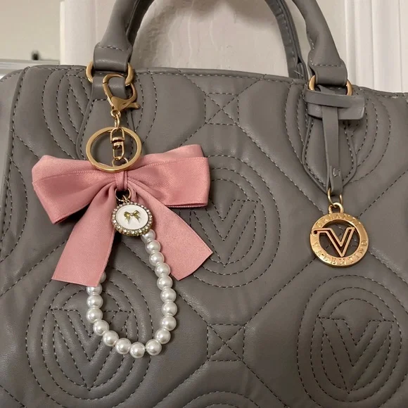 Valentino Orlandi Gray Quilted Satchel with Logo Strap - Picture 9 of 9